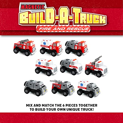 Popular Playthings Magnetic BuildATruck Fire Rescue Set Emergency Vehicle Toy for Toddlers Gifts for Kids Ages 2 Up 6 Pieces - Image 5