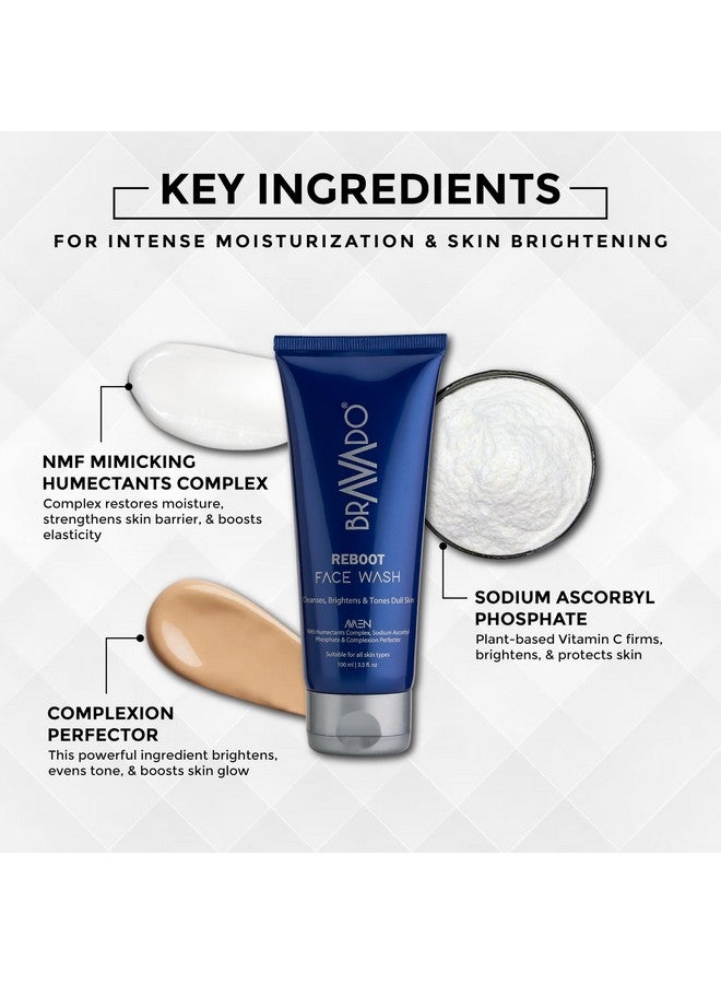 BRAVADO Reboot Face Wash | Reduces Dark Spots & Roughness | for Normal, Dry & Sensitive Skin | Fight Acne & Pimples, Clears Dirt, Oil Control | Face Cleanser, Hydrating Facial Wash, Skin Cleanser | 100ml - Image 3