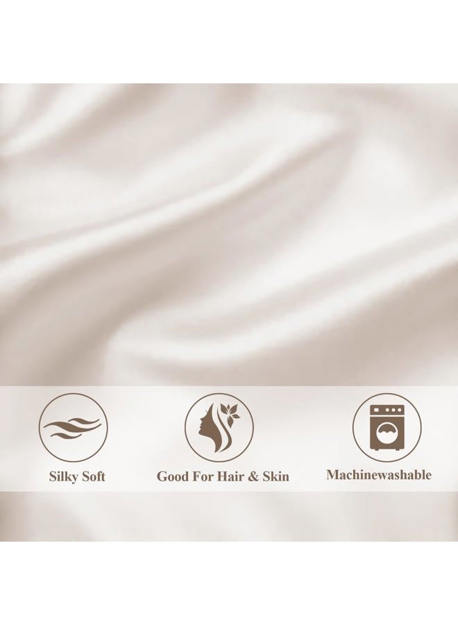 Vielit Queen Satin Pillowcase for Hair 2pc,Similar to Silk Pillow Cases,Easier Care Than Silk Pillowcase,Gifts for Women Men,Beige,20x30 & Envelope Closure and 2 Satin Scrunchies - Image 5