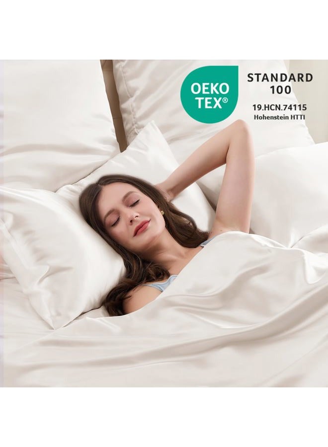 Vielit Queen Satin Pillowcase for Hair 2pc,Similar to Silk Pillow Cases,Easier Care Than Silk Pillowcase,Gifts for Women Men,Beige,20x30 & Envelope Closure and 2 Satin Scrunchies - Image 4