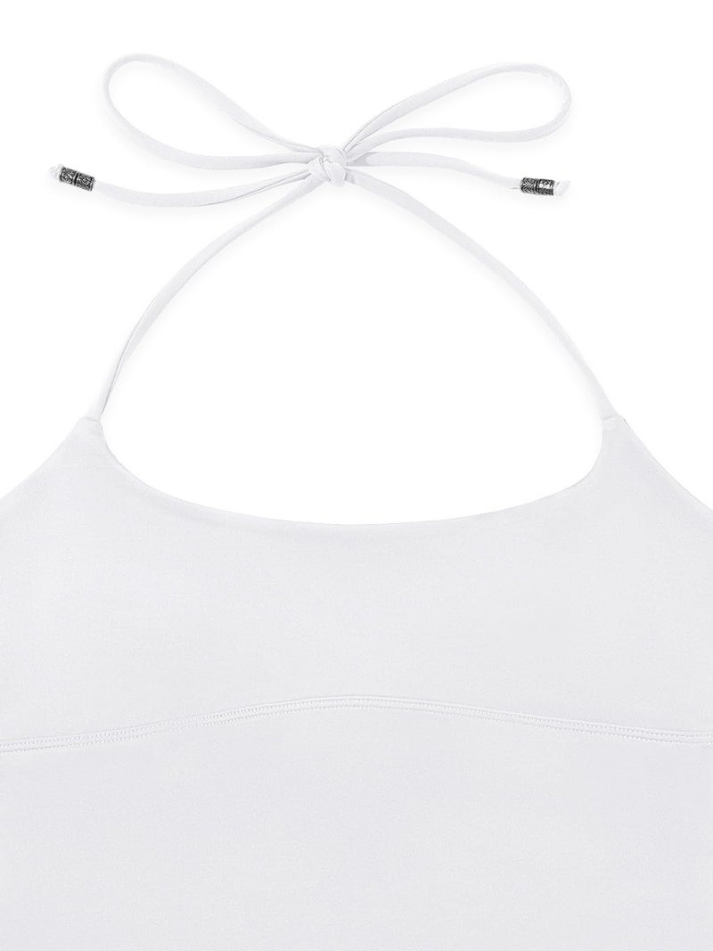 REORIA Women's Summer Sexy Halter Backless Double Lined Tank Top Going Out Y2k Trendy Sleeveless Camisole Crop Tops for Women 2026 Fashion White Medium - Image 5