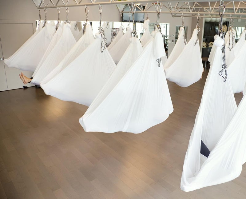 Flife F.Life Aerial Yoga Hammock 5.5 Yards with Daisy Chain, Carabiner, and Pose Guide - White - Image 2