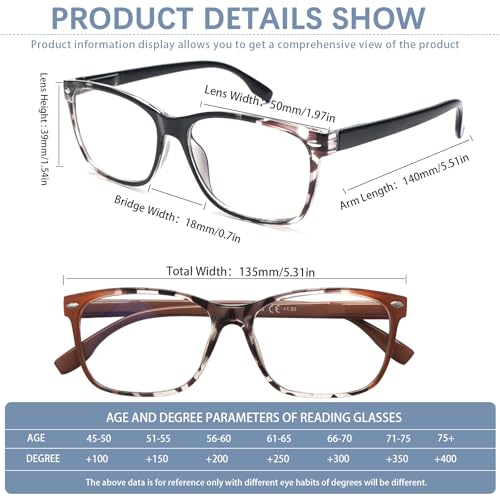 CLASAGA Progressive Multifocus Reading Glasses for Women, Pattern Print Blue Light Block Stylish Ladies Computer Readers (4 Mix Color, 2.25, x) - Image 2