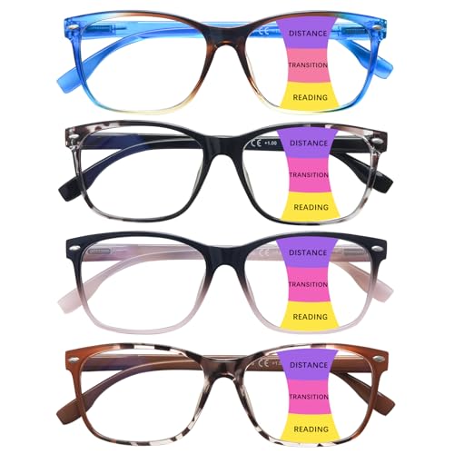 CLASAGA Progressive Multifocus Reading Glasses for Women, Pattern Print Blue Light Block Stylish Ladies Computer Readers (4 Mix Color, 2.25, x) - Image 1