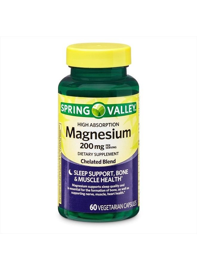 SPRING VALLEY - High Absorption Magnesium 200 mg, Sleep Support, 60 Capsules - Image 1