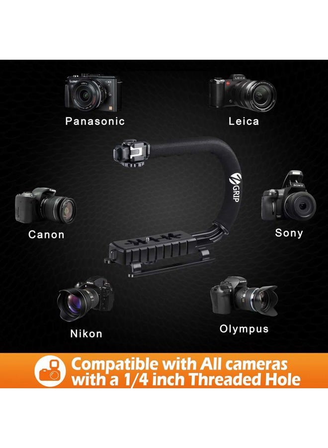 Zeadio Triple Hot-Shoe Mounts Handheld Stabilizer, Video Stabilizing Handle Grip for Canon Nikon Sony Panasonic Pentax Olympus DSLR Camera Camcorder - Image 5