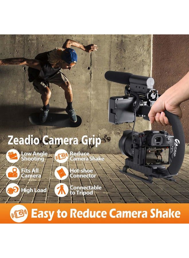 Zeadio Triple Hot-Shoe Mounts Handheld Stabilizer, Video Stabilizing Handle Grip for Canon Nikon Sony Panasonic Pentax Olympus DSLR Camera Camcorder - Image 3