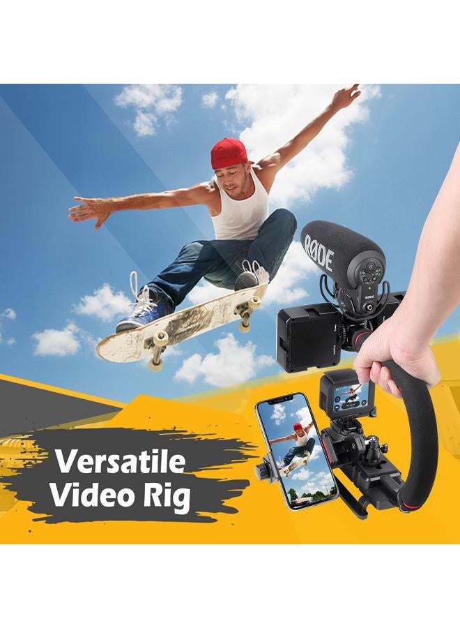 Zeadio Triple Hot-Shoe Mounts Handheld Stabilizer, Video Stabilizing Handle Grip for Canon Nikon Sony Panasonic Pentax Olympus DSLR Camera Camcorder - Image 2