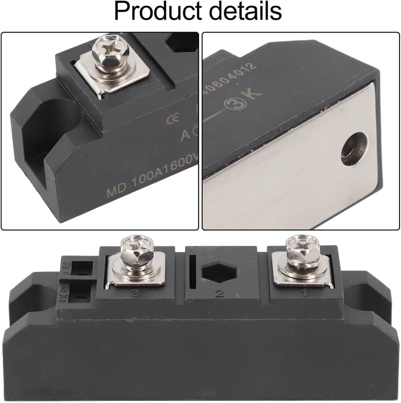 Anti-Reverse Charging Diode Module, MD50A/MD100A/MD200A 1600V for Solar PV Panel Array Combiner Box DC Cabinet Rectifier Power Supply Wind Engine Excitation(MD100A) - Image 2