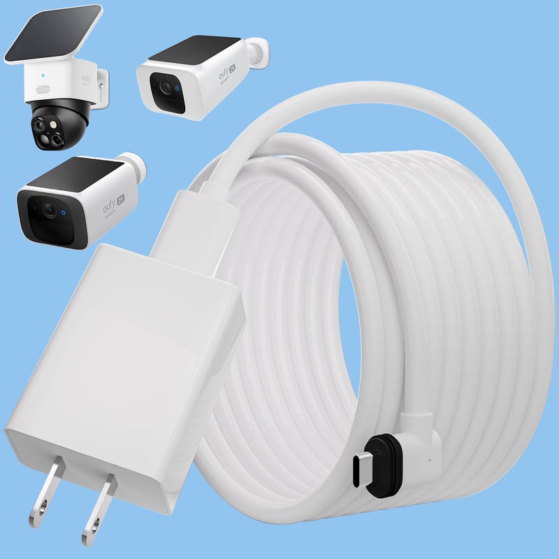 Uogw 25FT Power Extension Cable for eufy SoloCam S220/SoloCam S340/eufyCam S300 (eufyCam 3C)/eufyCam S3 Pro and SoloCam E30,Weather Resistant Type C Cable Continuously Charging Your Security Cameras - Image 1