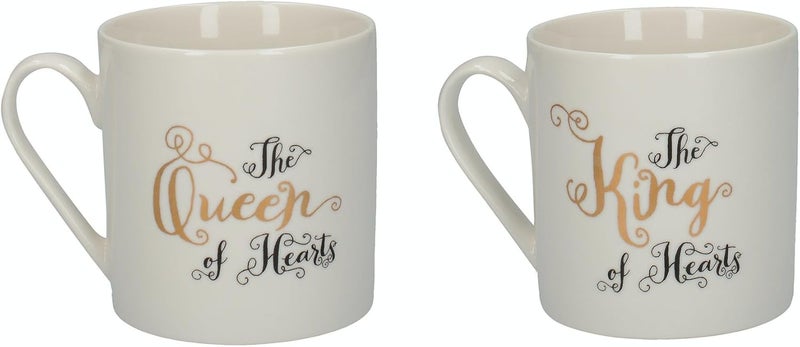 VA Alice in Wonderland Mug Set in Gift Box King and Queen of Hearts Fine China 350 ml Set of 2 - Image 5