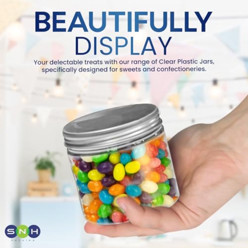 10 Pieces 500ml Clear Plastic Jars Bottles with Silver Ribbed Lids - Leak Proof Plastic Containers for Kitchen, Spices Container Set, Cosmetics, DIY Crafts, and More - Image 5