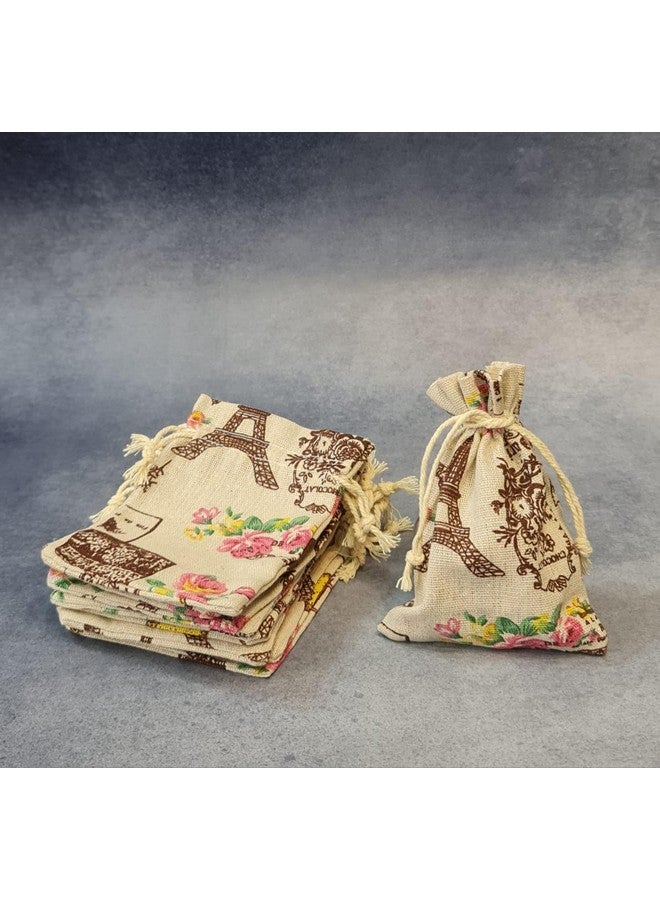 Satyam Kraft SATYAM KRAFT 10 Pcs Small mini Jute Potli Bags Pouch for Marriage, Return, Birthday Gifting | Handmade Bags for functions, Gifts Packing, jewellery, Sweets, Dry fruits, chocolate, Party Favors, Hamper (Pack of 10) (Green) - Image 4