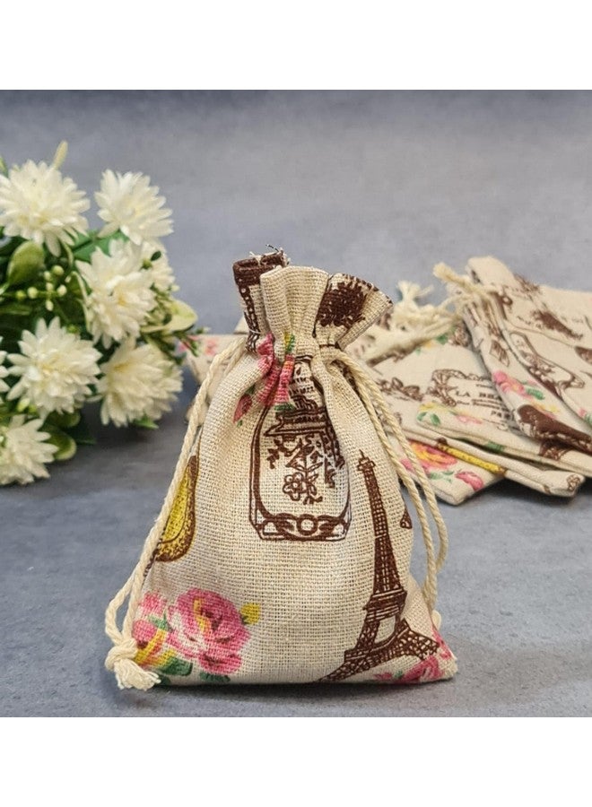 Satyam Kraft SATYAM KRAFT 10 Pcs Small mini Jute Potli Bags Pouch for Marriage, Return, Birthday Gifting | Handmade Bags for functions, Gifts Packing, jewellery, Sweets, Dry fruits, chocolate, Party Favors, Hamper (Pack of 10) (Green) - Image 1