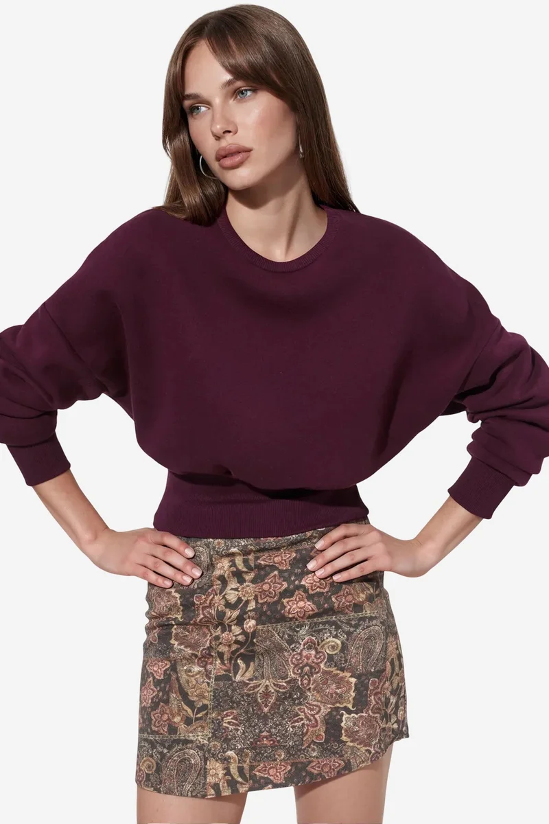 بوسيم BUSEM Women's Crop Crew Neck Sweatshirt