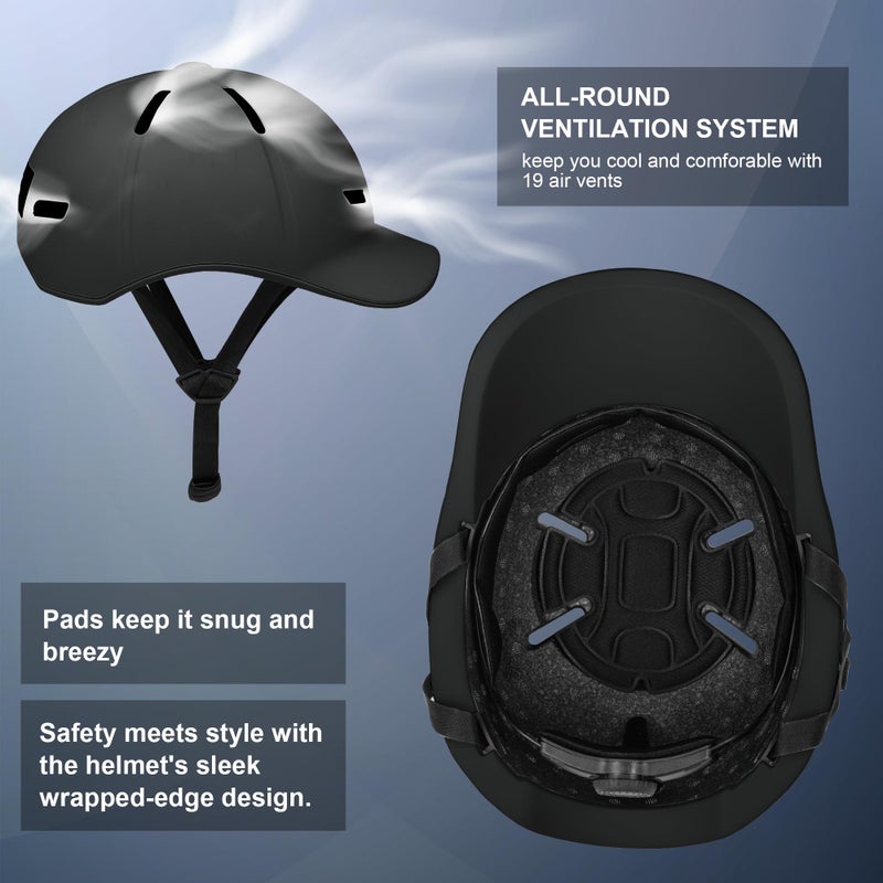 NTGBV Bike Helmet Adult Men/Women-USB Rechargeable Rear Light CPSC/ASTM Certified 2 Removable Liners Adjustable Lightweight Baseball Cap Style for Youth Road&Mountain Biking Skating Scooter - Image 4