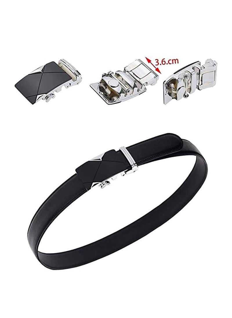 Y&D - Mens Belt,Genuine Leather Fashion Belt Ratchet Dress with Automatic Buckle, Soft Business for Casual Jeans Khakis (Silver Black) - Image 1