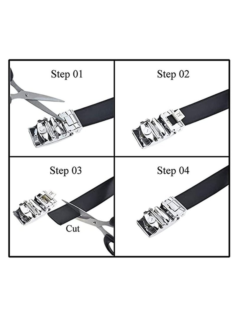 Y&D - Mens Belt,Genuine Leather Fashion Belt Ratchet Dress with Automatic Buckle, Soft Business for Casual Jeans Khakis (Silver Black) - Image 1