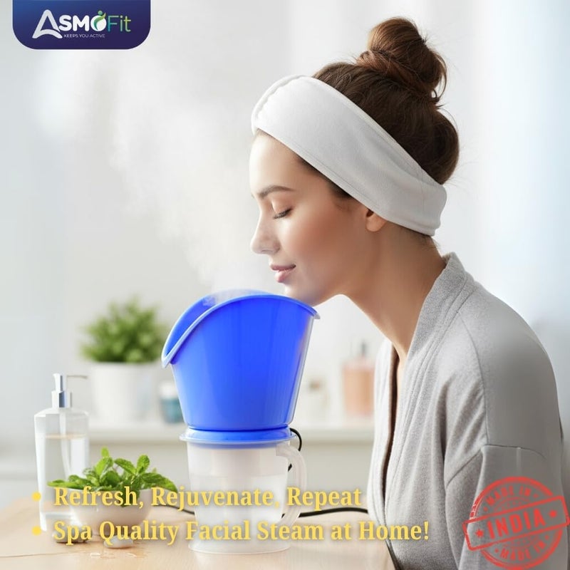 Asmofit جهاز بخار 3 في 1 للبرد والسعال، بخار سهل الاستخدام للسعال | جهاز استنشاق بخار محمول للوجه وقناع الأنف | تجديد البشرة للحصول على مظهر شاب - أزرق - Image 4