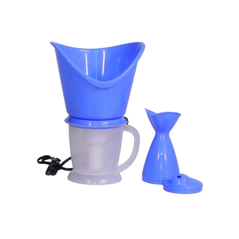 Asmofit جهاز بخار 3 في 1 للبرد والسعال، بخار سهل الاستخدام للسعال | جهاز استنشاق بخار محمول للوجه وقناع الأنف | تجديد البشرة للحصول على مظهر شاب - أزرق - Image 1