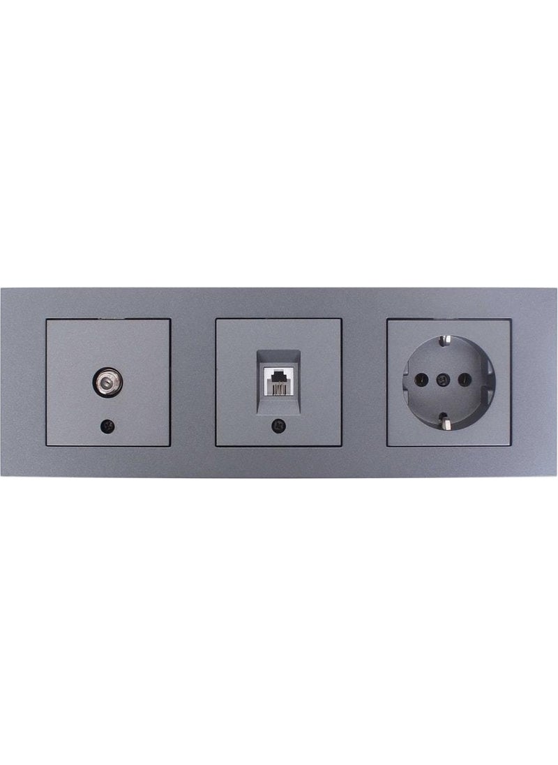 Grano Smoked Triple Set TV Numeris Socket