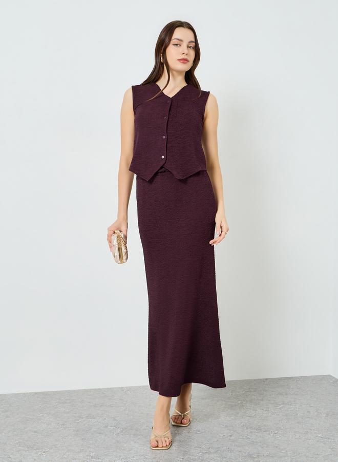 Styli Women Burgundy Sleeveless Waistcoat - Image 1