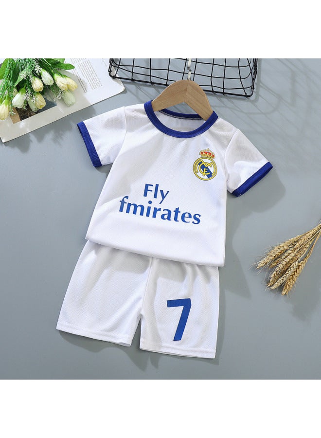 White Children's Spring Summer Soccer Jersey Short Sleeve Shorts Quick-dry Mesh Breathable Set