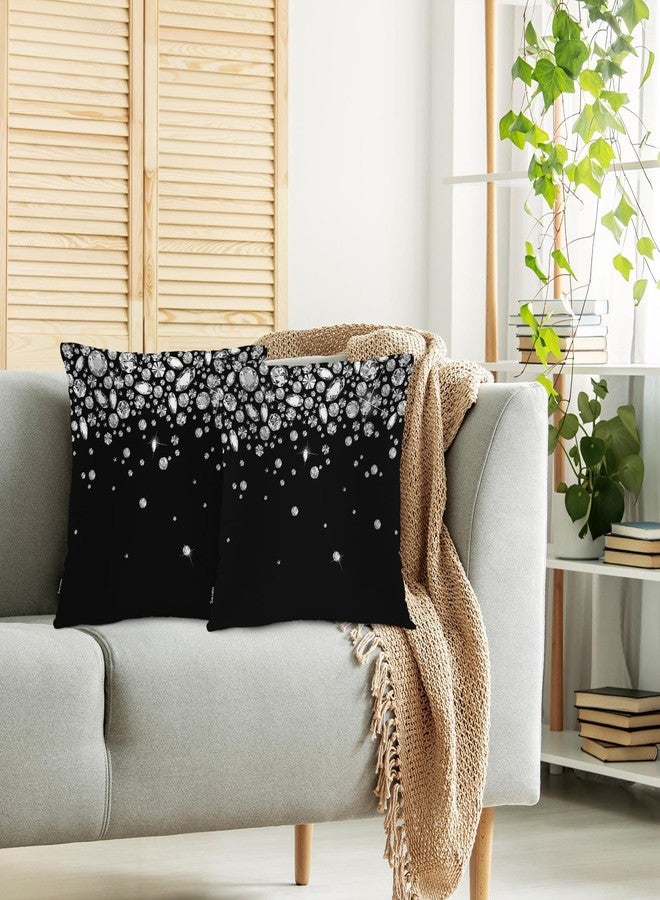 Swono Gems Square Pillow Covers Cushion Covers, Diamond 18 X 18 Inch Set of 2 Throw Pillow Cover Couch Pillowcases Home Decorative for Couch Sofa Car Bedroom, No Insert - Image 2