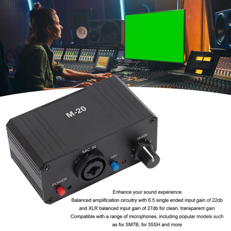 مضخم صوت احترافي للميكروفون من نوع XLR مع كسب عالي وطاقة شبحية 48 فولت للميكروفونات الديناميكية والمكثفة - Image 5