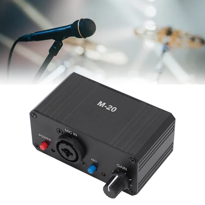 مضخم صوت احترافي للميكروفون من نوع XLR مع كسب عالي وطاقة شبحية 48 فولت للميكروفونات الديناميكية والمكثفة - Image 4