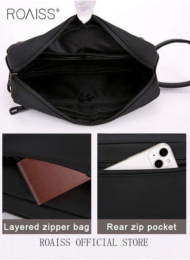 Generic Men Multifunctional Clutch Bag with Business Style Waterproof and Durable Material Large Capacity Wallet Card Holder Passport Holder Sunglasses Organizer Classic Solid Color Men Waist Bag Handbag  - Image 5
