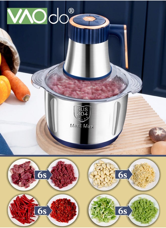 VAOdo - 5L Food Chopper, Stainless Steel Bowl, 500W Food Processors 5 Speeds Adjustable Meat Grinder, 6-Blade Blade Multi Food Chopper, for Meat Vegetables Fruits Flour Eggs Nuts - Image 1