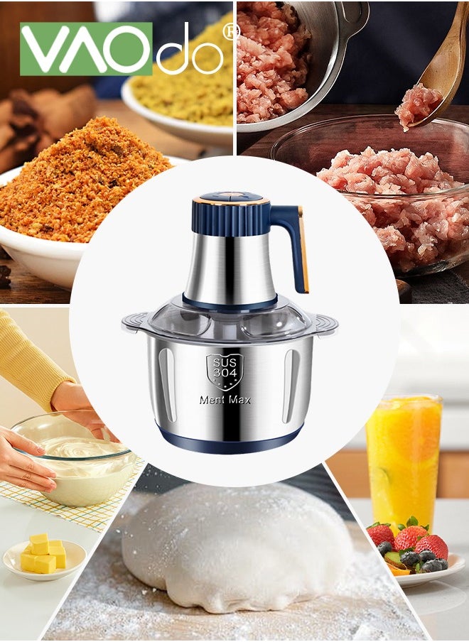 VAOdo - 5L Food Chopper, Stainless Steel Bowl, 500W Food Processors 5 Speeds Adjustable Meat Grinder, 6-Blade Blade Multi Food Chopper, for Meat Vegetables Fruits Flour Eggs Nuts - Image 1