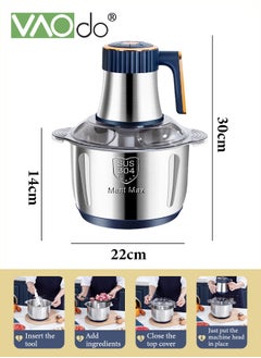 Food Chopper 5ltr Stainless Steel Bowl 500W Food Processors 5 Speeds Adjustable Meat Grinder 6-Blade Blade Multi Food Chopper for Meat Vegetables Fruits Flour Eggs Nuts Etc - pzsku/ZCDED5EAAF81AC4E28BD9Z/45/_/1736228820/0a18ae80-c5a7-4e57-adea-a32c3b4dbbb5