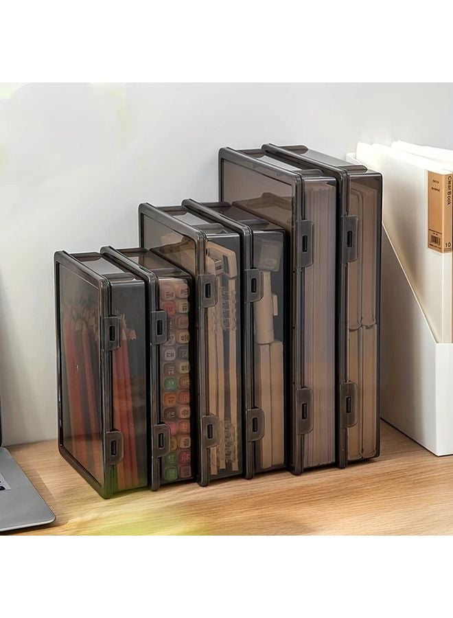 منظم وثائق بلاستيكي أسود شفاف مقاس A4 موديل S - صندوق تخزين مكتبي مقاوم للغبار - Image 2