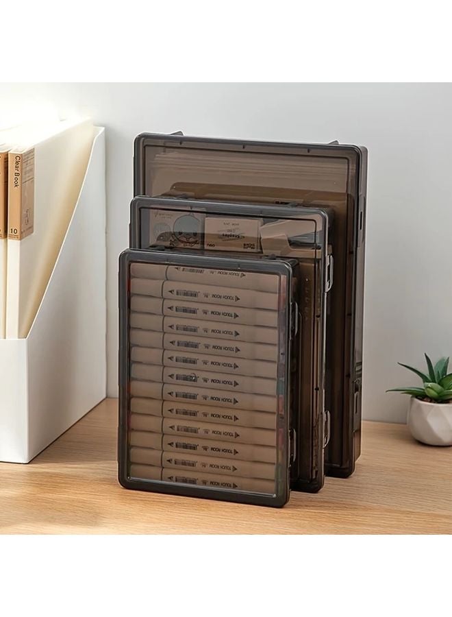 منظم وثائق بلاستيكي أسود شفاف مقاس A4 موديل S - صندوق تخزين مكتبي مقاوم للغبار - Image 3