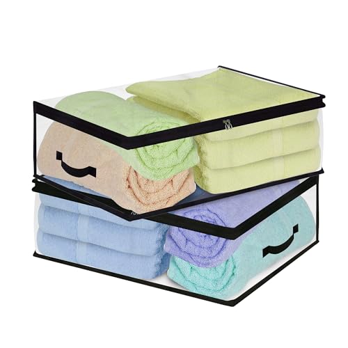 IMAWORKS Pack of 2 Transparent Plastic Multipurpose Clothes Storage Bag/Box | Saree Cover Bag With Zip For Storing Clothes, Suits, Blanket, Dress/Toys And Wardrobe Organizing - Image 1