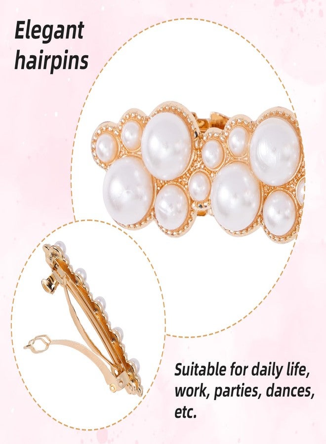 lasuroa 2pcs Pearl Hair Clips for Women, Elegant Gold Pearl Barrettes Metal Snap Fancy Hair Clips for Women Bridal Accessories - Image 4