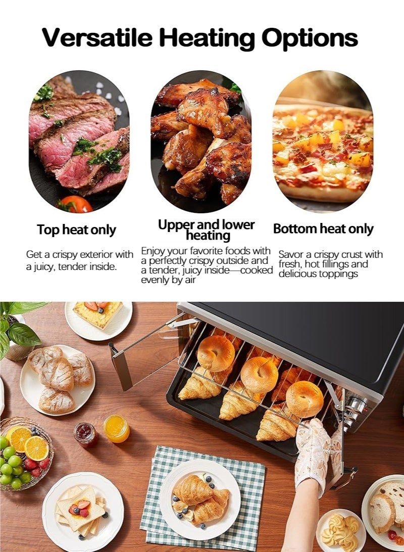 XIUWOO 65 Liter Dual Doors Designed Electric Oven, Rotisserie Function, Adjustable Temperature (70-250°C), 120-Min Timer with Bell Ring, 4 Stainless Steel Heating Elements, Indication Light 65L 1900 W Black/Silver for Home Kitchen Bakery - Image 5