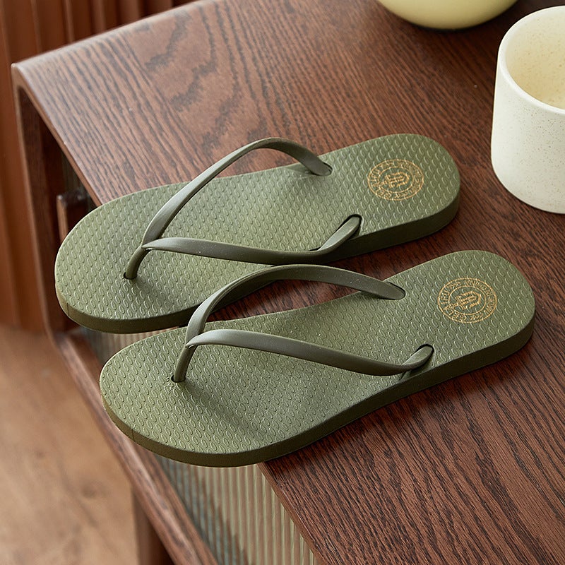 Flip-flops Womens Summer All-match Niche Beach Home Exterior Wear Korean Style Simple PVC Slippers Dark brown - Image 2