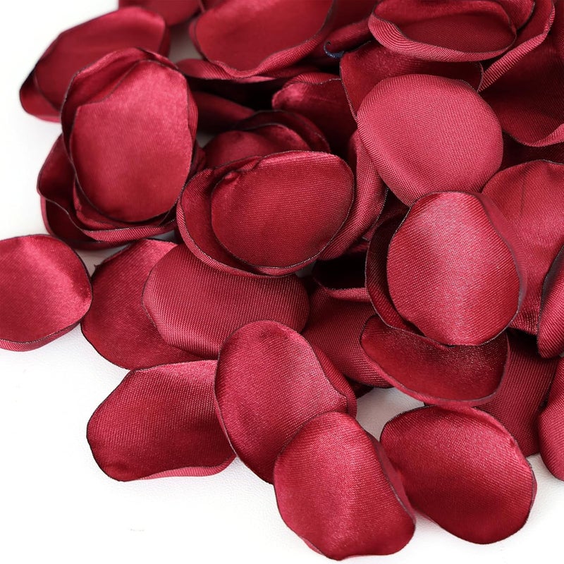 WEIERYUE 300PCS Silk Rose Petals,Beautiful Realistic Scatter Rose Petals Romantic Night Decoration,Wedding Party Decoration Artificial Flowers Petals (Monochrome Wine red) - Image 1