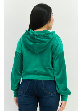 NIA Women Hooded Plain Sweatshirt, Green  - Image 3