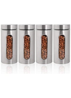 TOMSHOO Stainless Steel Food Storage Canister Sets,Set of 4 Airtight Sugar Coffee Tea Candy Storage Jars 1300ml  - Image 1