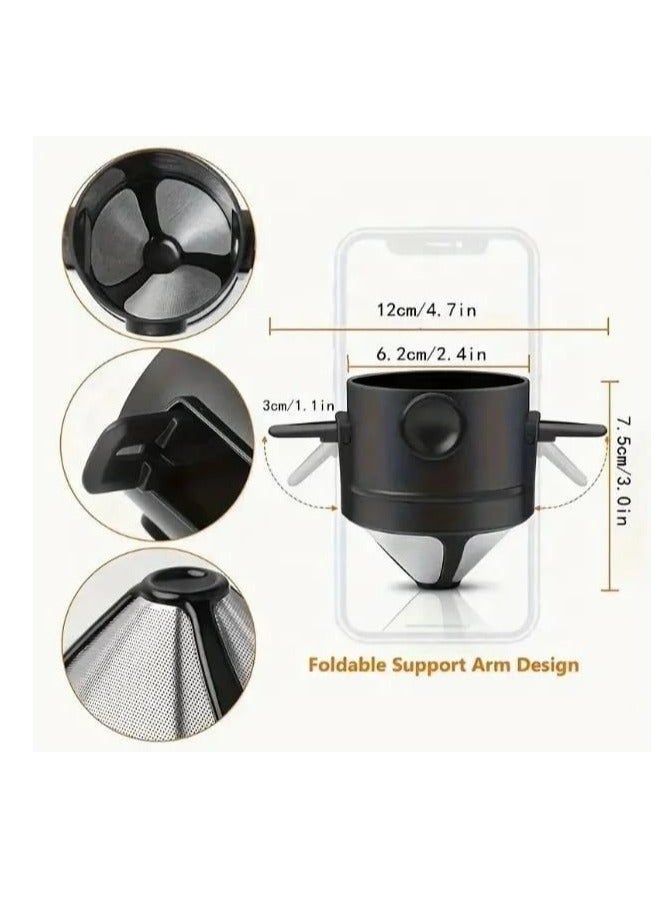 Liying Portable Pour Over Coffee Maker 1-2 Cup, Stainless Steel Portable Coffee Filter, Reusable Mug Coffee Dripper Filter for Home Office Travel  - Image 3
