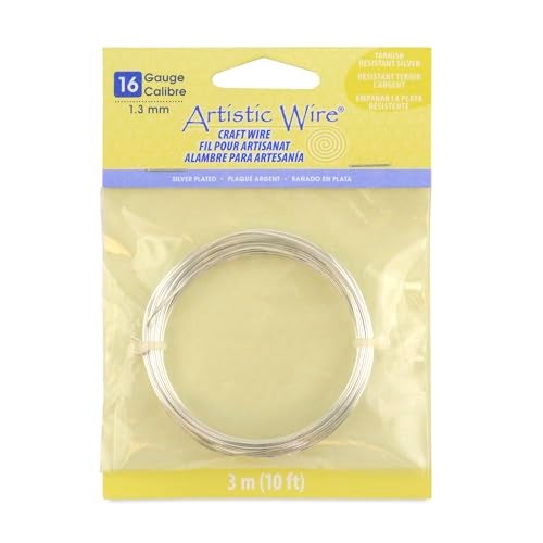 Artistic Wire, 16 Gauge Silver Plated Tarnish Resistant Colored Copper Craft Wire, 10 ft, Tarnish Resistant Silver - Image 1
