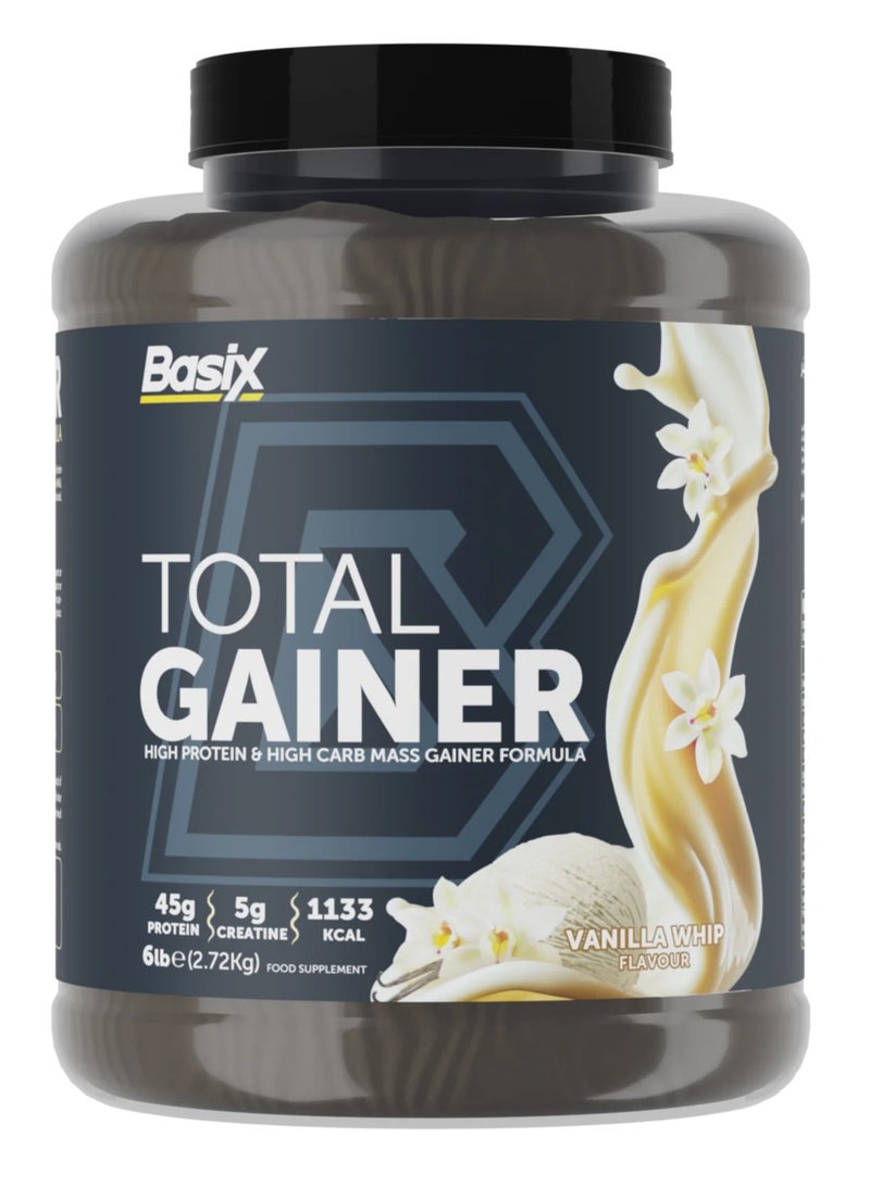 Basix Total Gainer High Protein and Carb Vanilla Whip 2.72 kg - Image 1