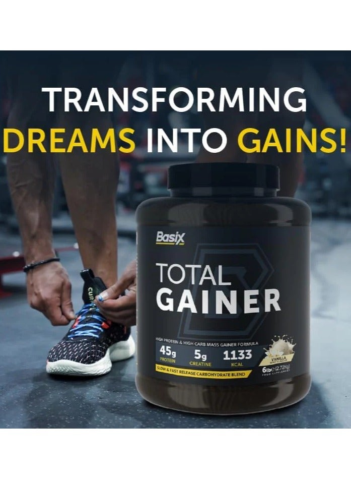 Basix Total Gainer High Protein and Carb Vanilla Whip 2.72 kg - Image 2