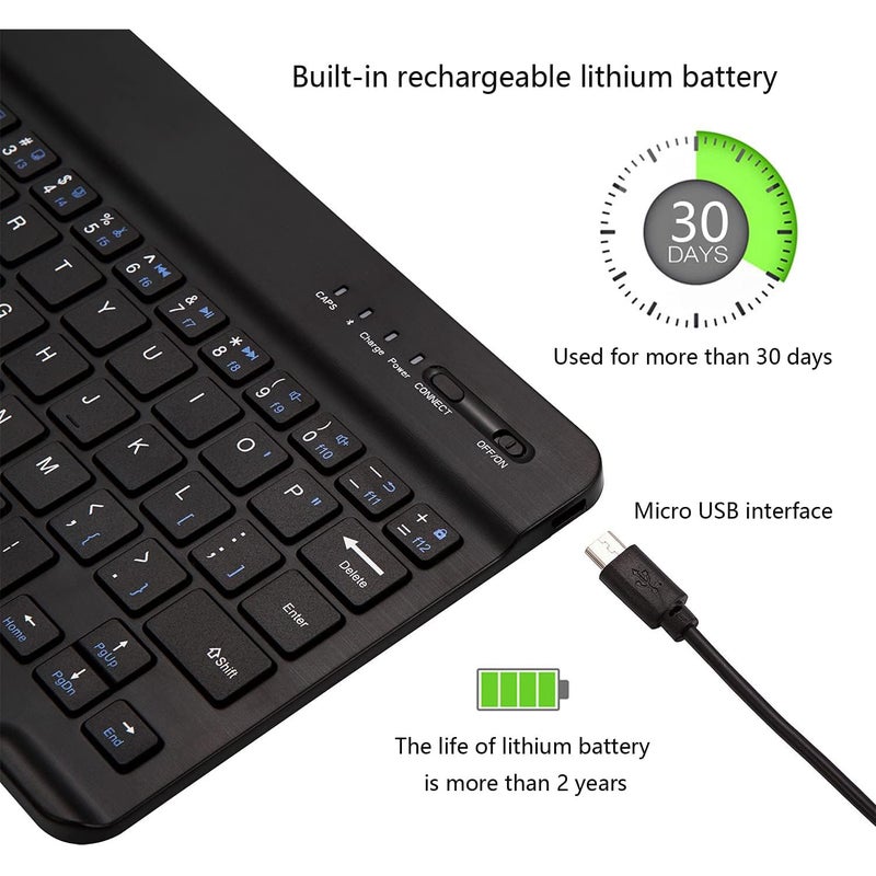 Ultra Slim Bluetooth Keyboard – Portable Mini Rechargeable Wireless Keyboard for iPad, iPhone, Android Tablets, Smartphones & Windows Devices (Black) - Image 3