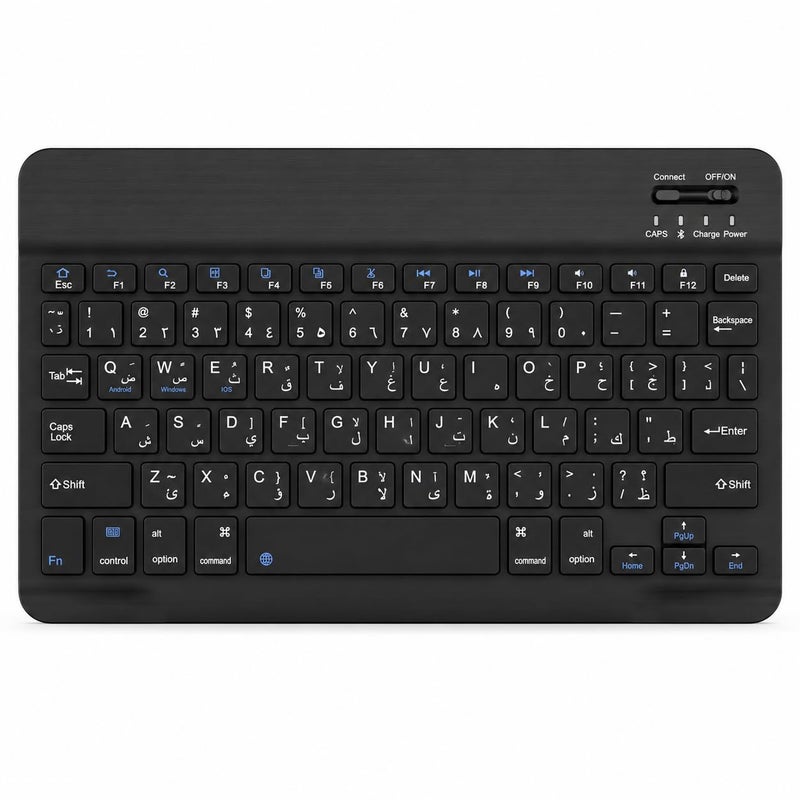 Ultra Slim Bluetooth Keyboard – Portable Mini Rechargeable Wireless Keyboard for iPad, iPhone, Android Tablets, Smartphones & Windows Devices (Black) - Image 1