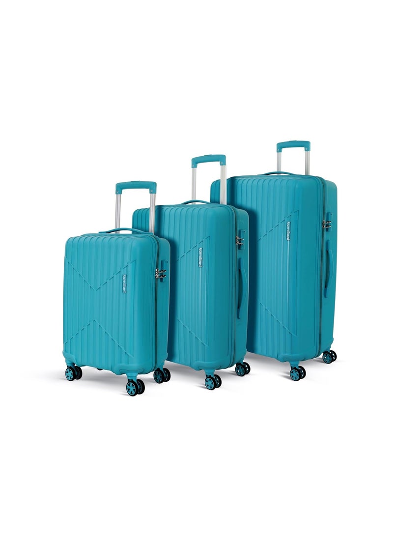 KAMILIANT by American Tourister Savvy|Trolley Bag Set of 3 (55+70+80 cms) for Travel| Hard Case Polypropylene (PP) Suitcase|360° 8-Wheel Spinner Luggage Trolley|Combination Lock|Sea Blue - Image 1